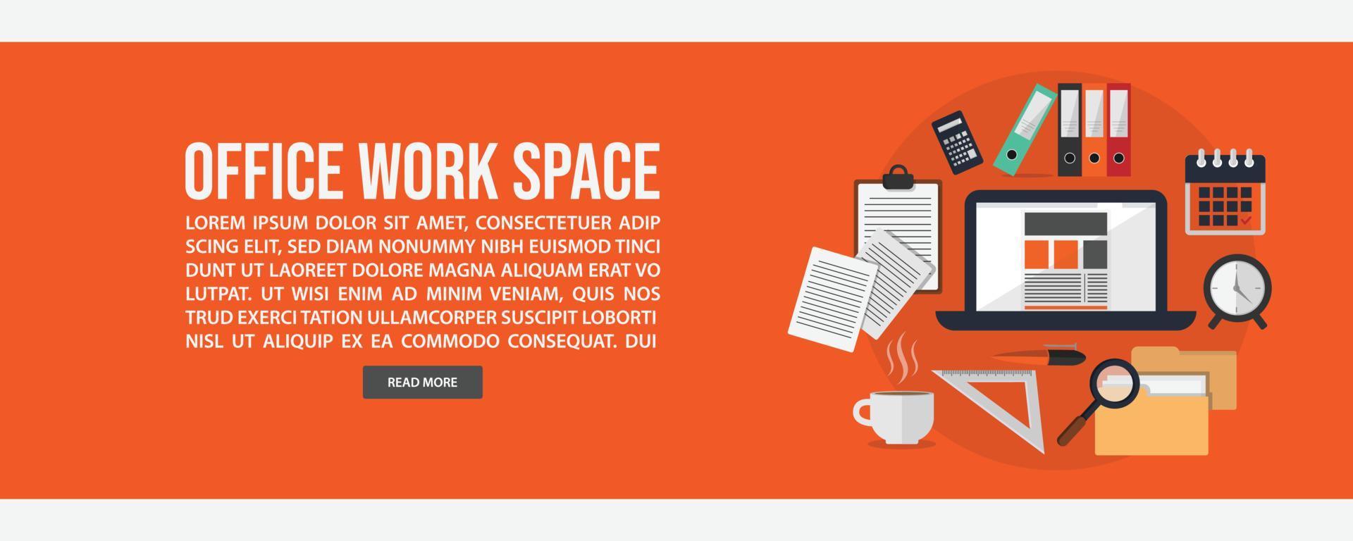 Work space web banner template design vector