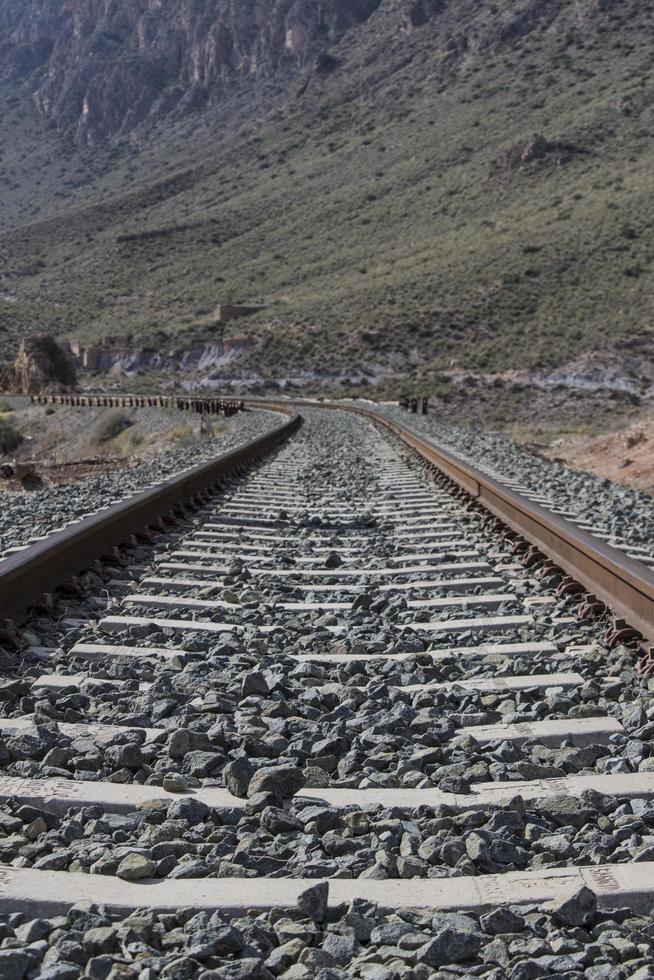 straight and curve of railroad photo