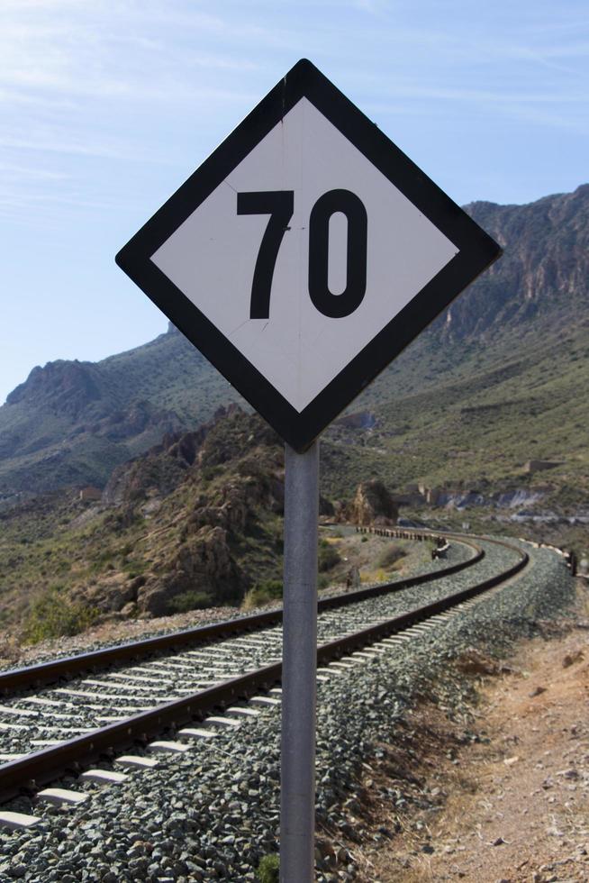 speed limitation sign for railway photo
