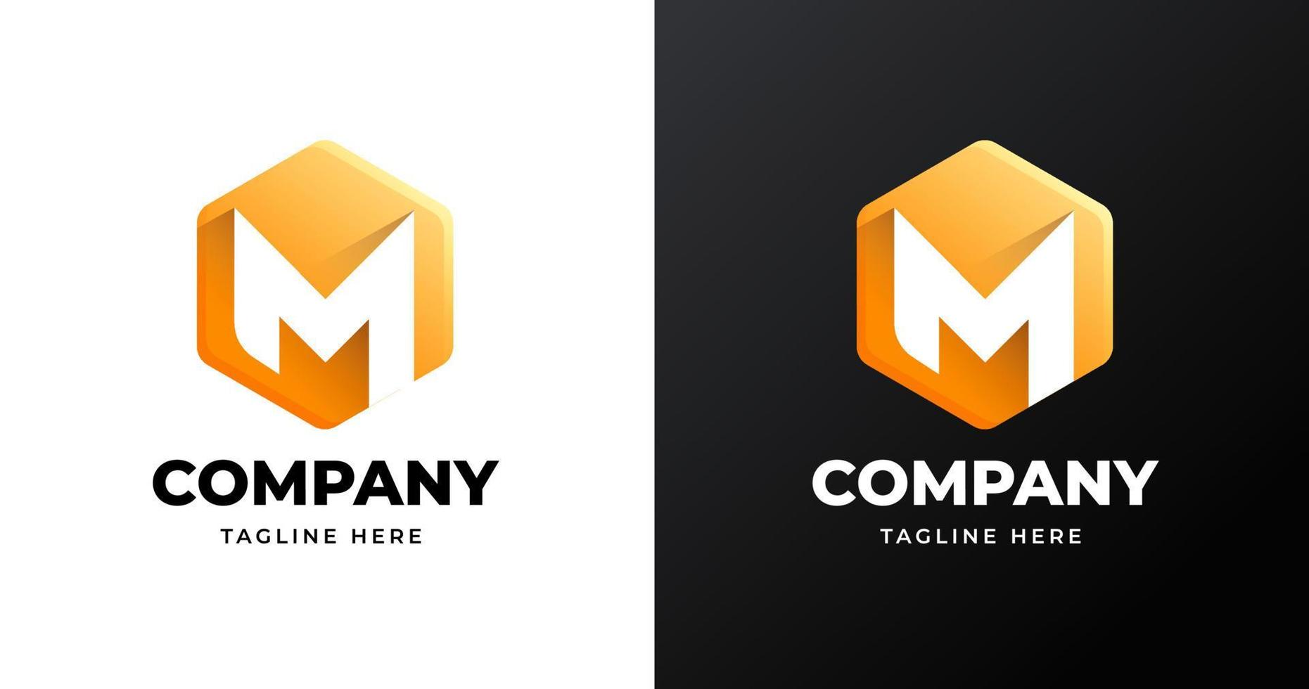 Letter M logo design template with geometric shape style vector