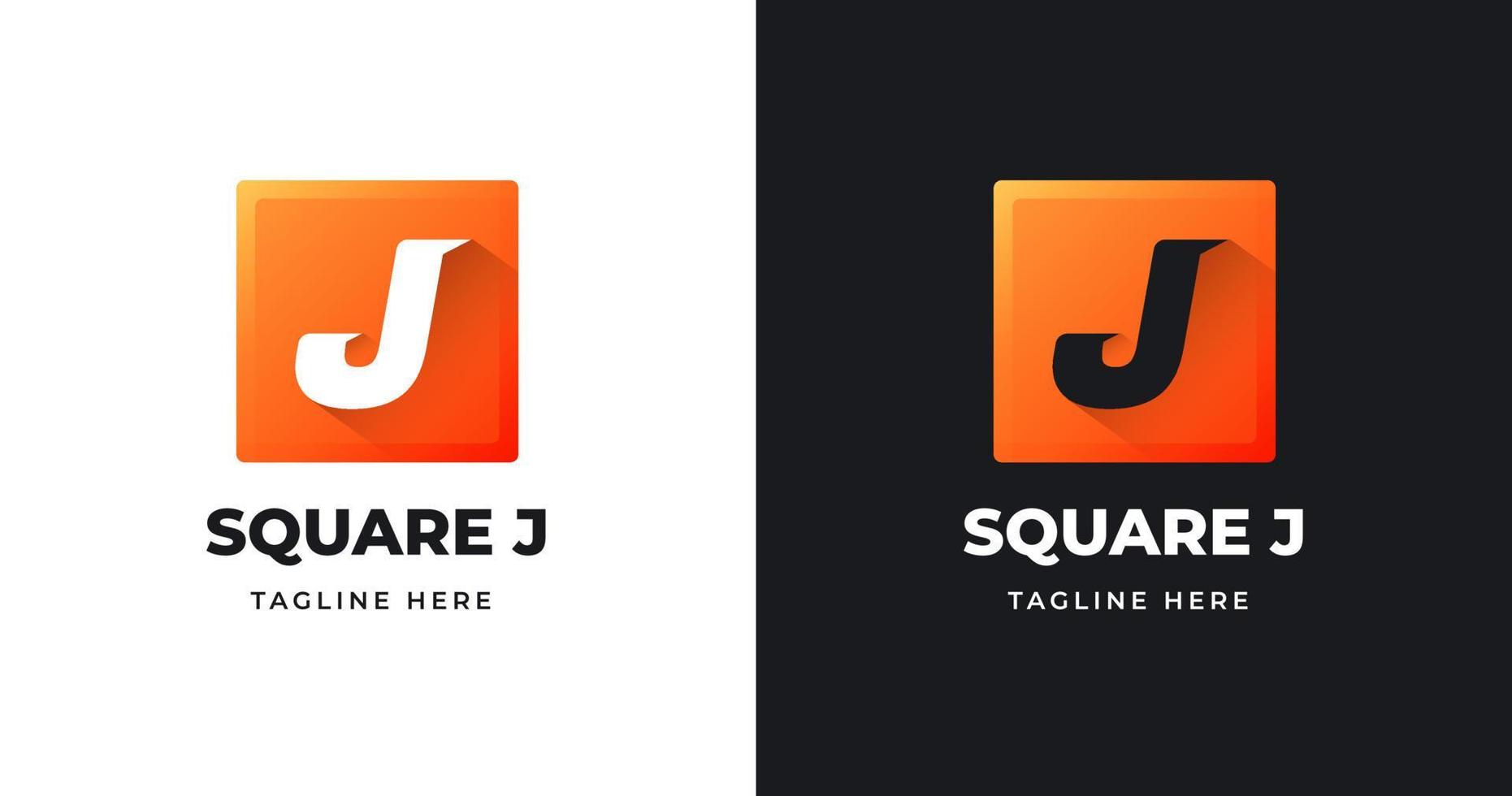 Letter J logo design template with square shape style vector