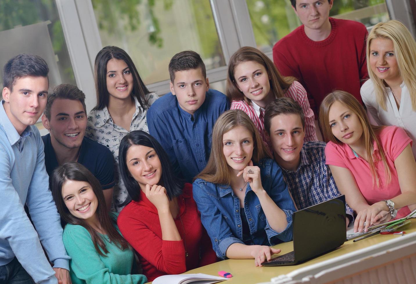 happy teens group in school photo