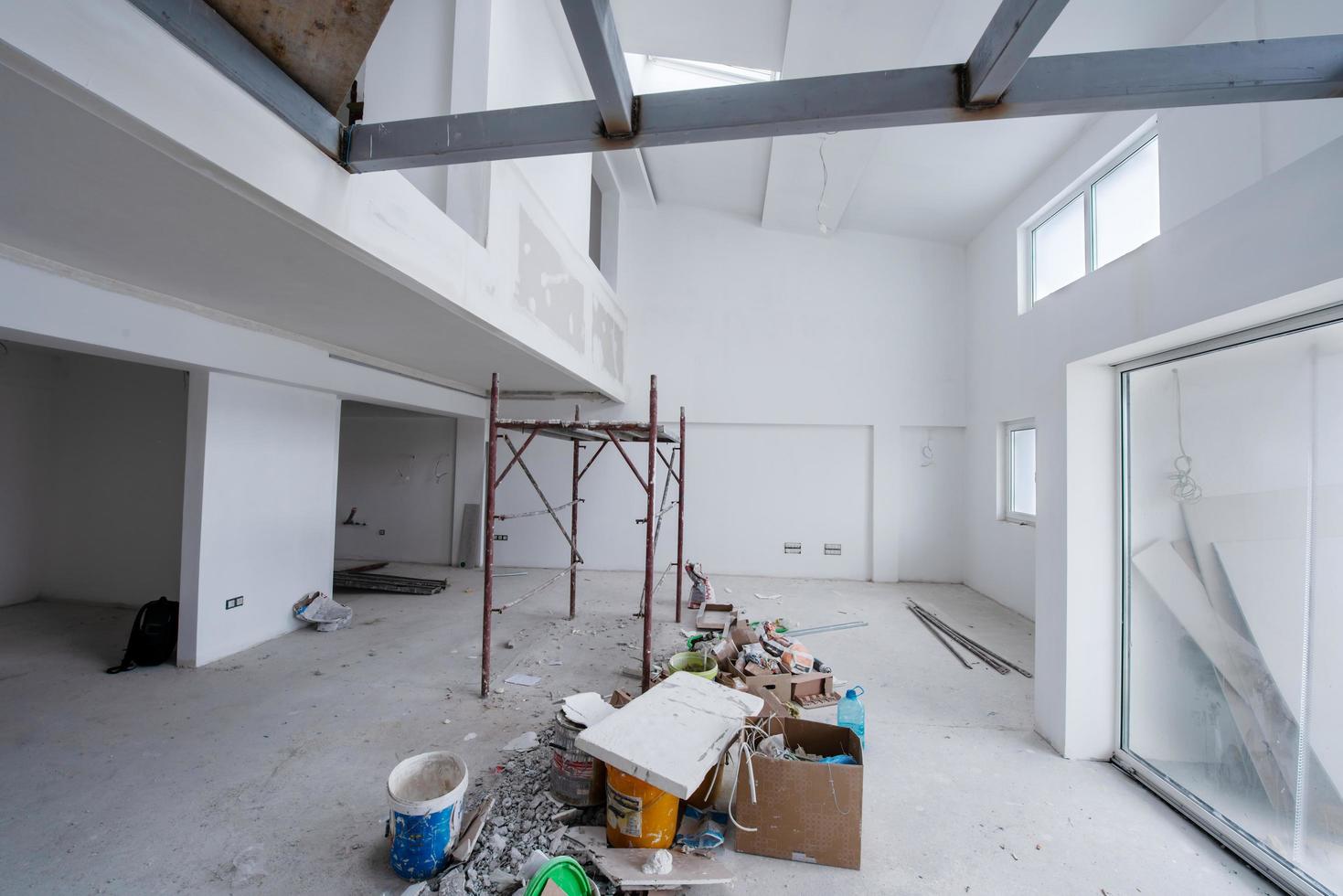 Sweden, 2022 - interior of construction site with scaffolding photo