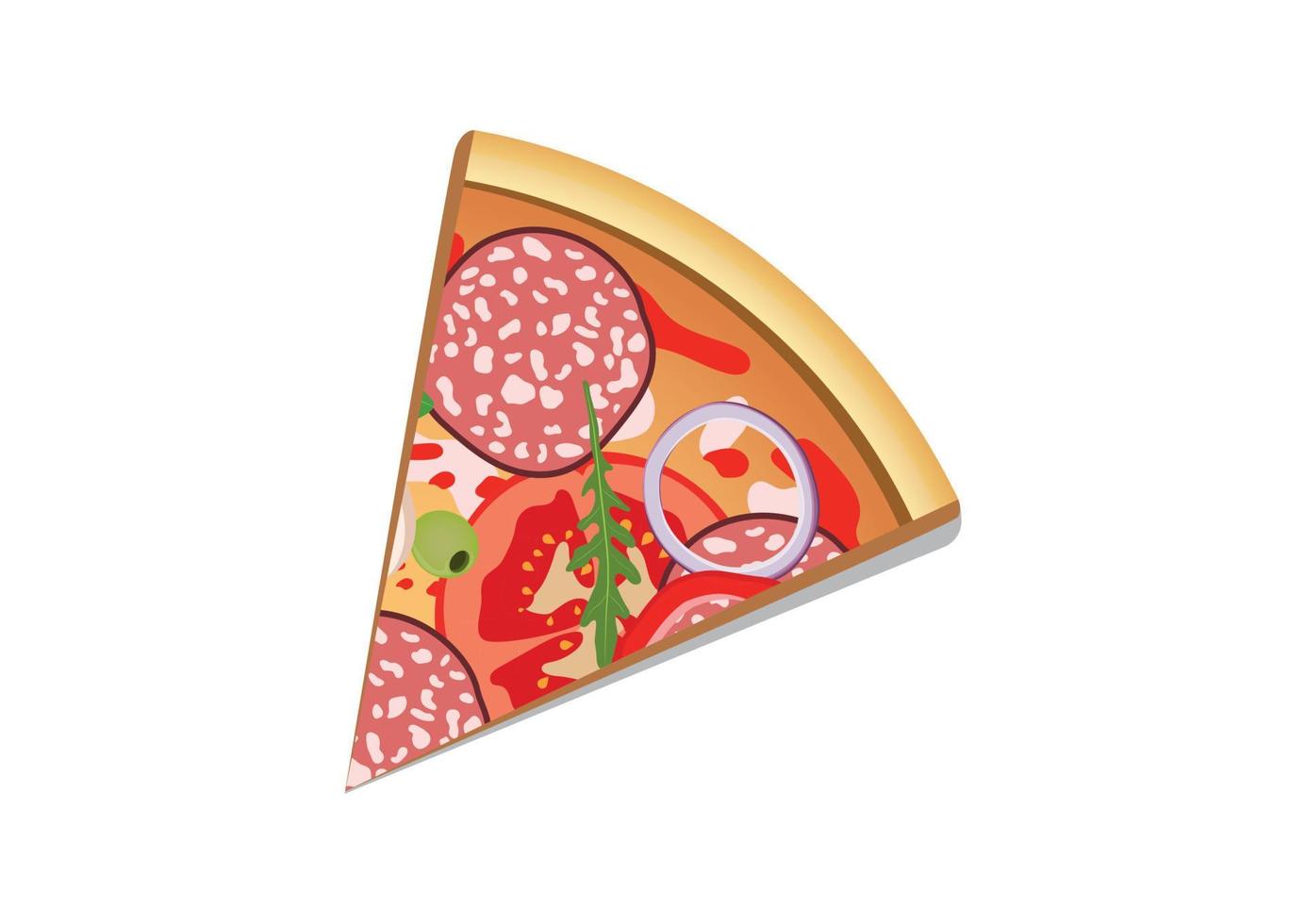 rebanada de pizza en estilo plano aislado en la ilustración de vector de fondo blanco