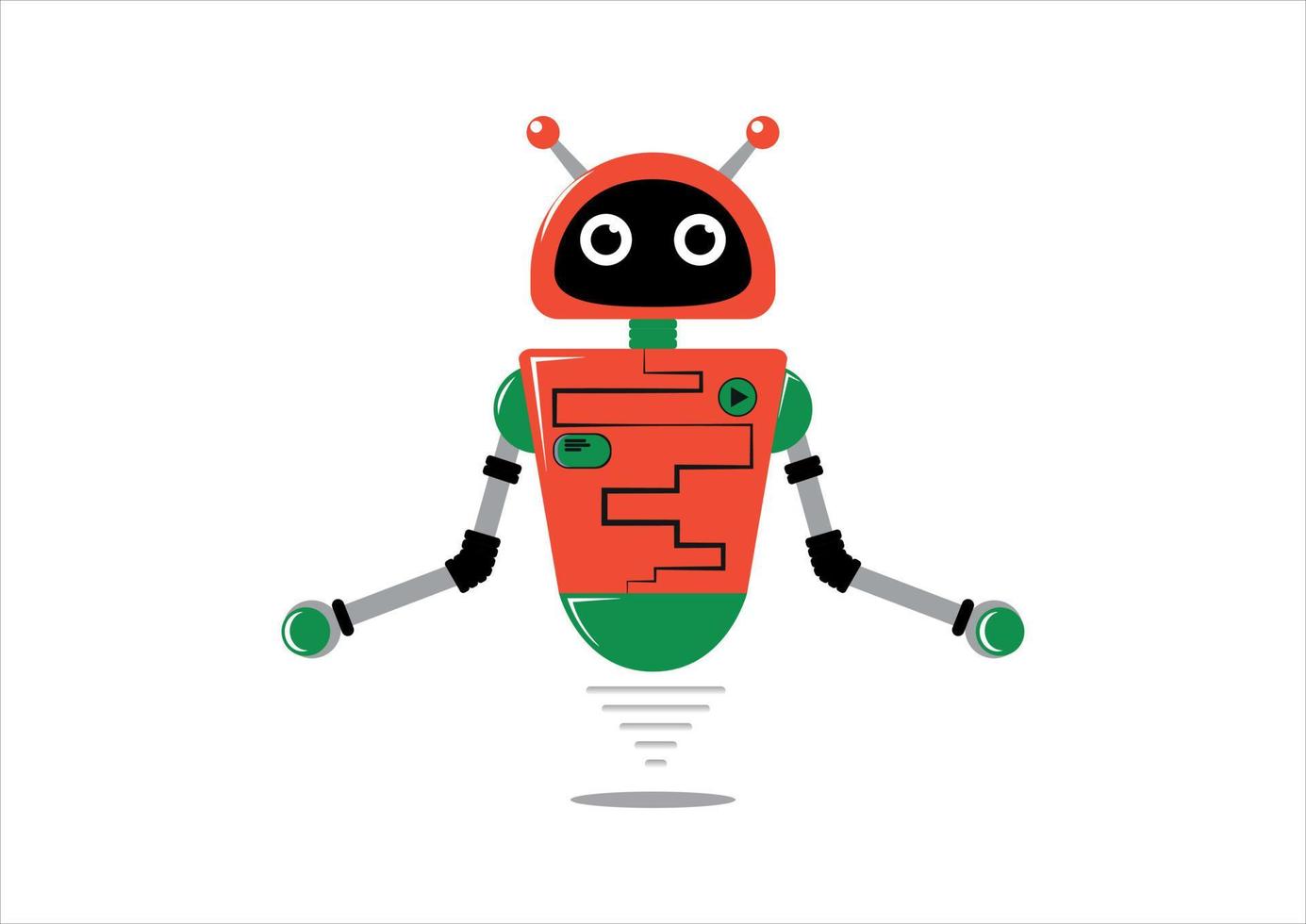 Vector illustration of levitating robot in flat style isolated on white background