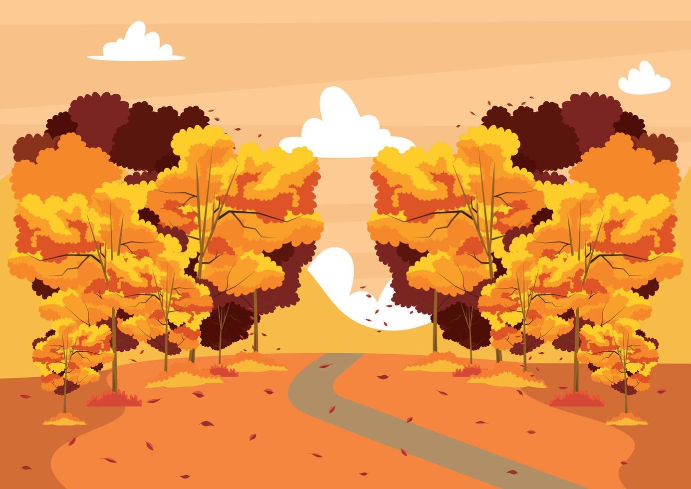 Beautiful autumn landscape design, trees, leaves fall vector