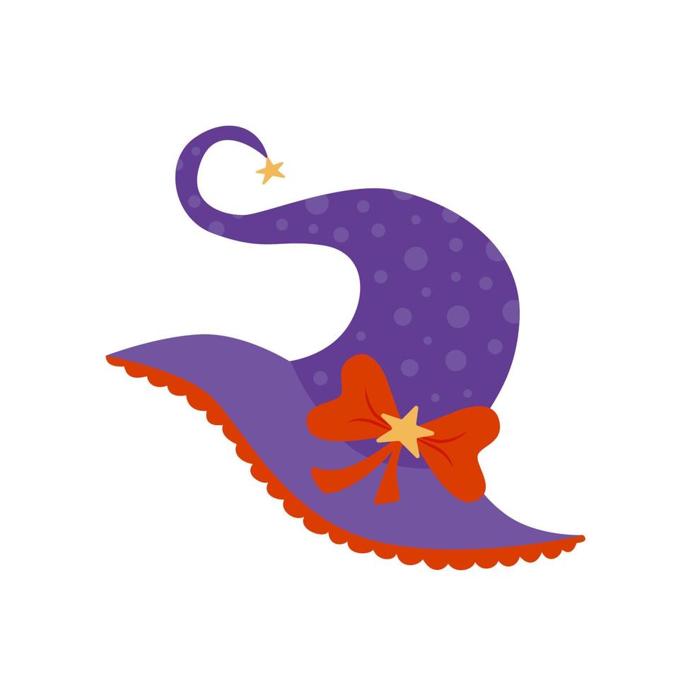 An illustration of a cartoon Halloween witch hat in flat style vector illustration