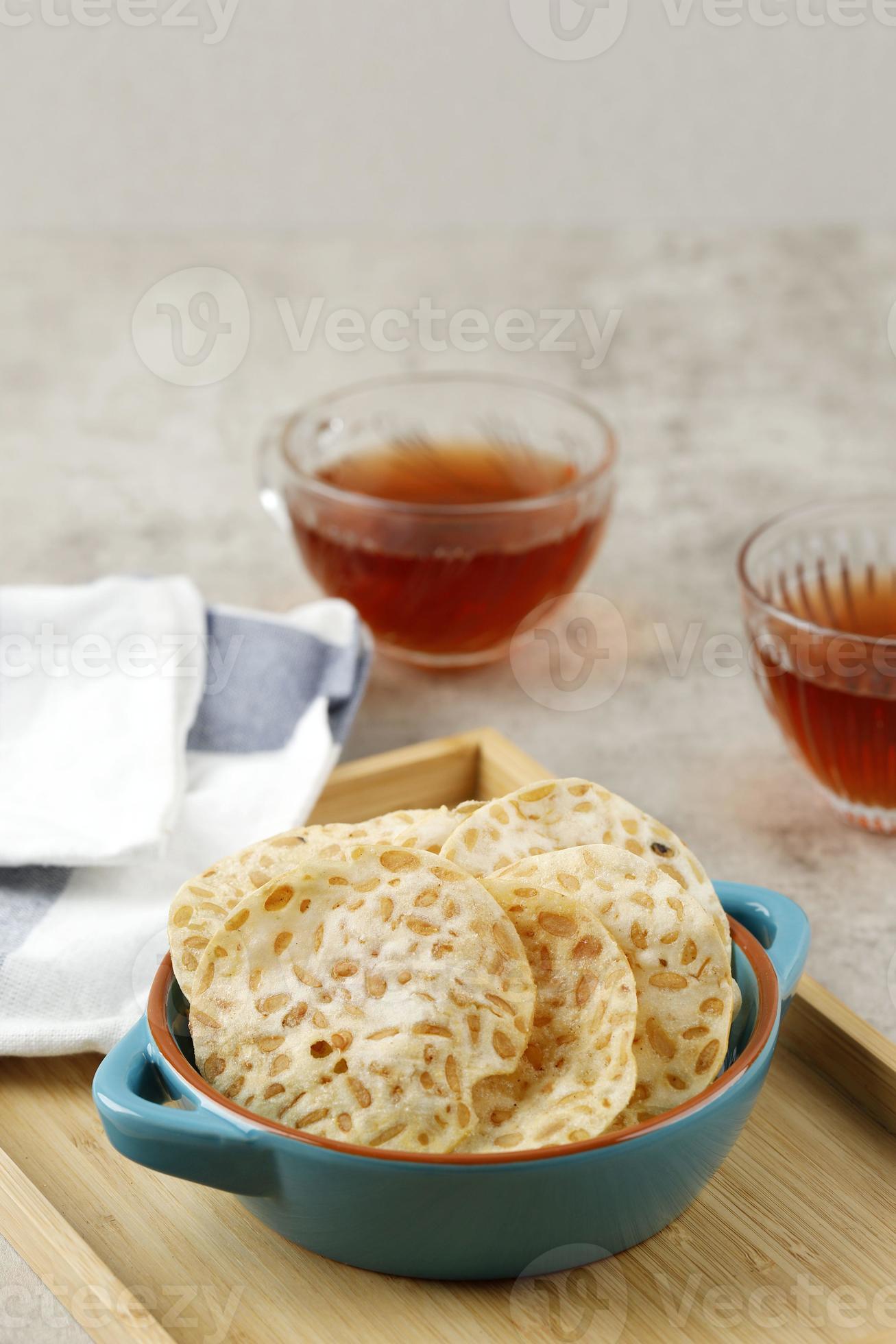 Tempeh Chips or Keripik Tempe. Crispy Thin Sliced Tempe Seasoned with