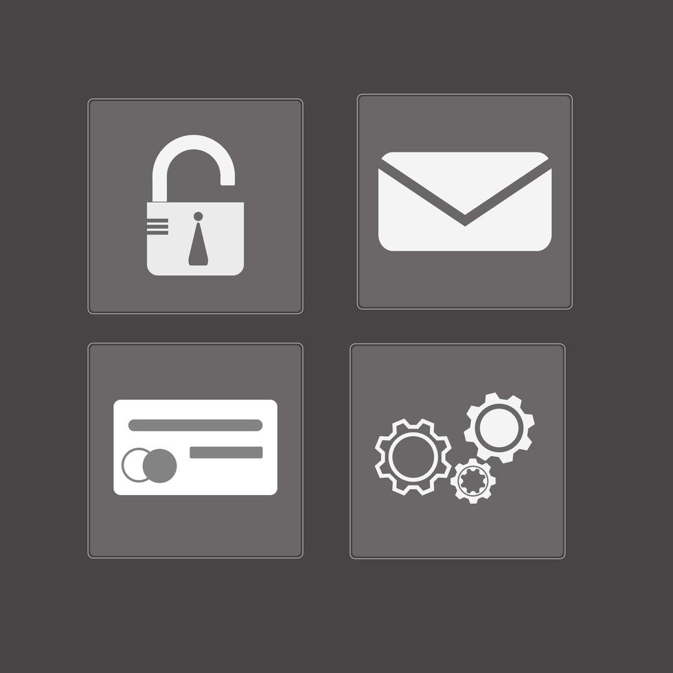 business icons, wifi, stock, graph, letter on transparent background photo