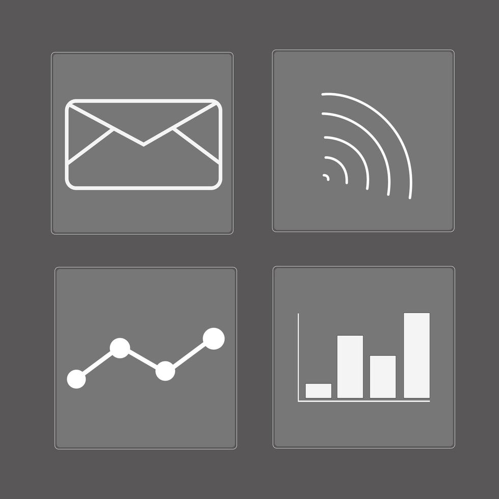 business icons, wifi, stock, graph, letter on transparent background photo