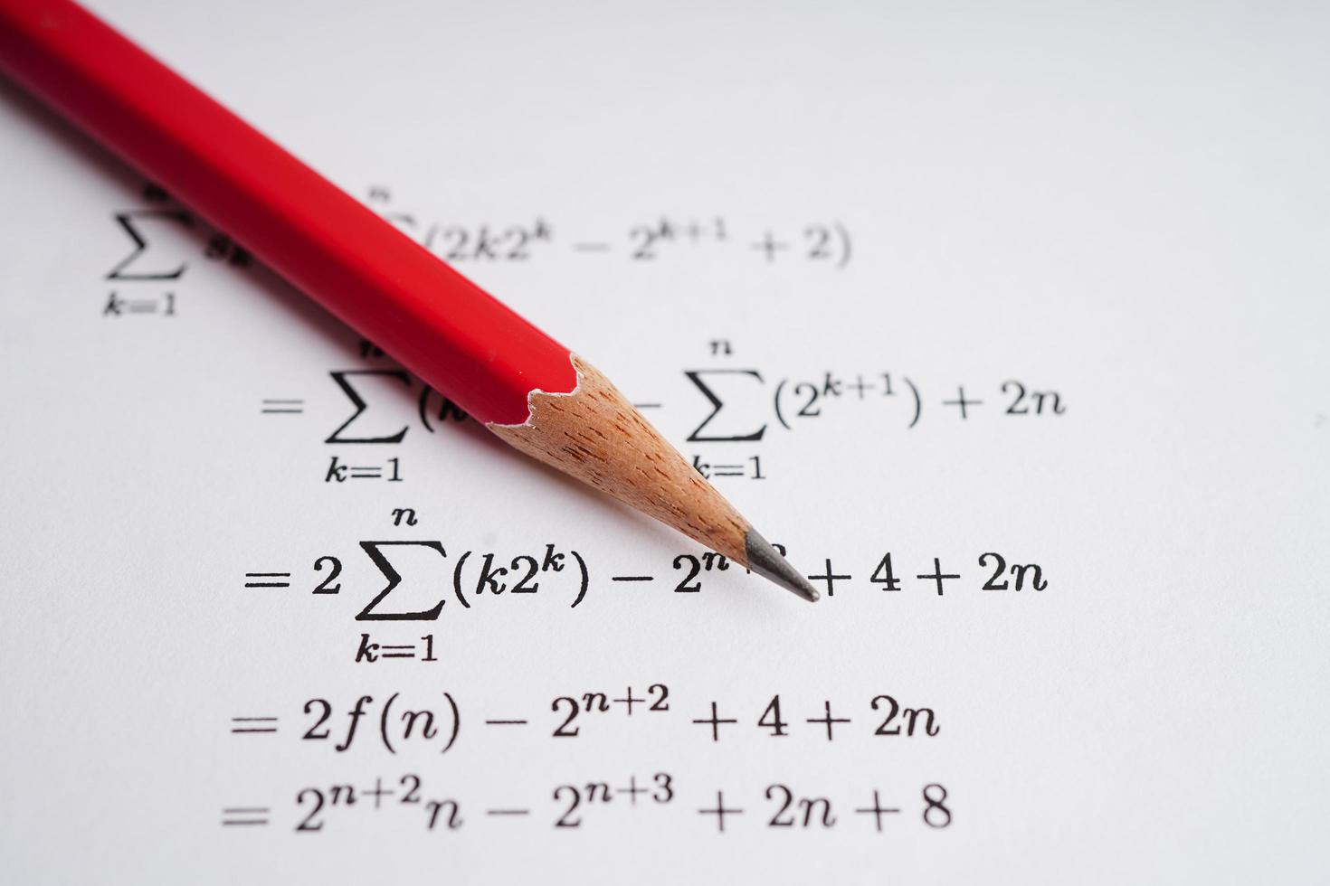 Math number with pencil on answer sheet test choice for learning Mathematic, education math concept. photo