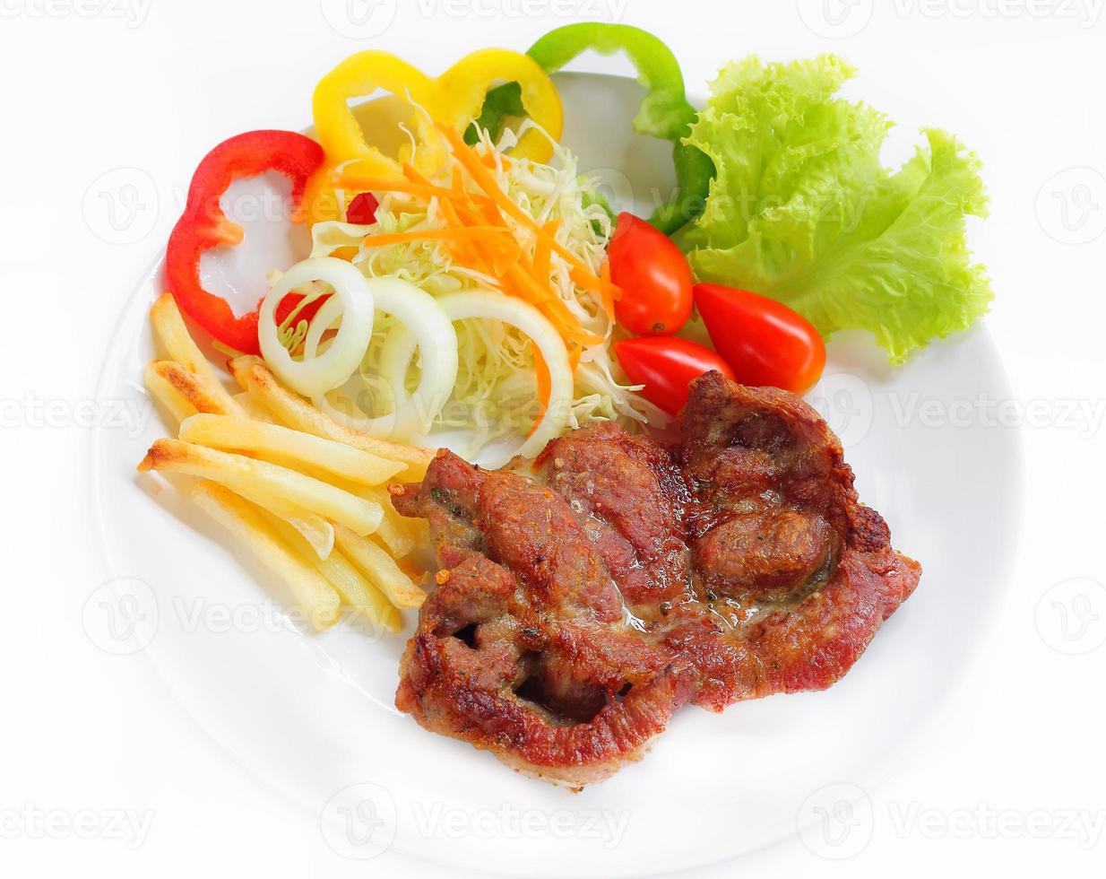 Grilled  pork and  vegetables salad. photo