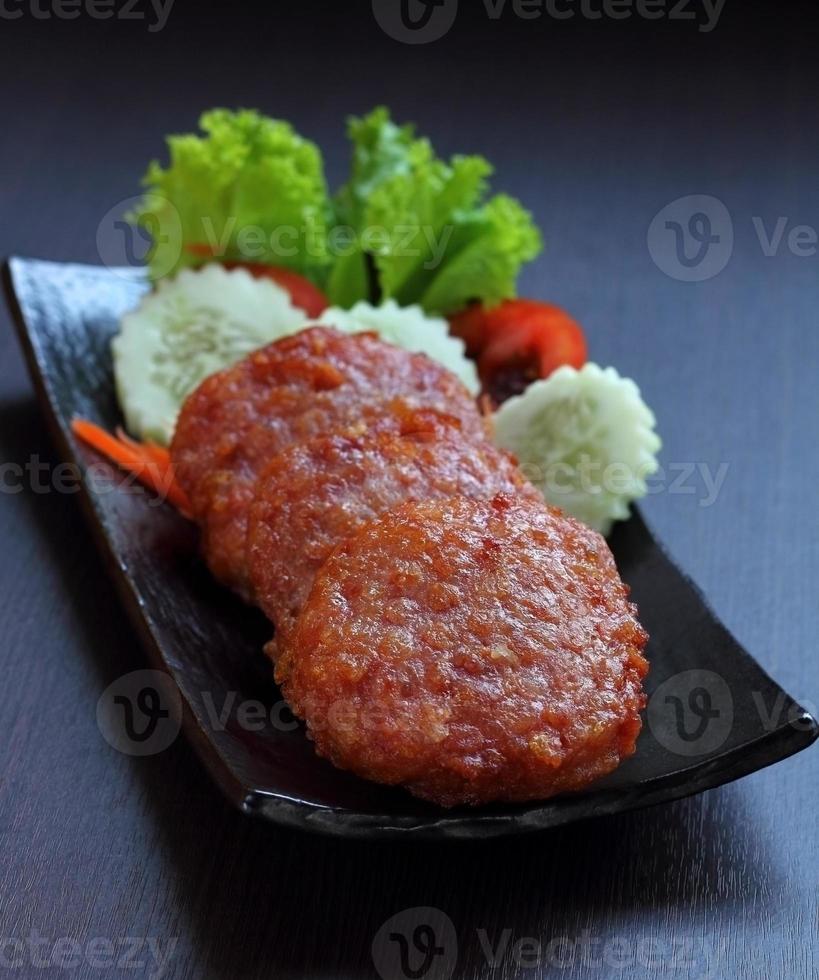 Fried minced pork. photo