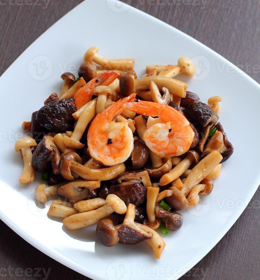 Tofu and mixed mushroom stir fried. photo
