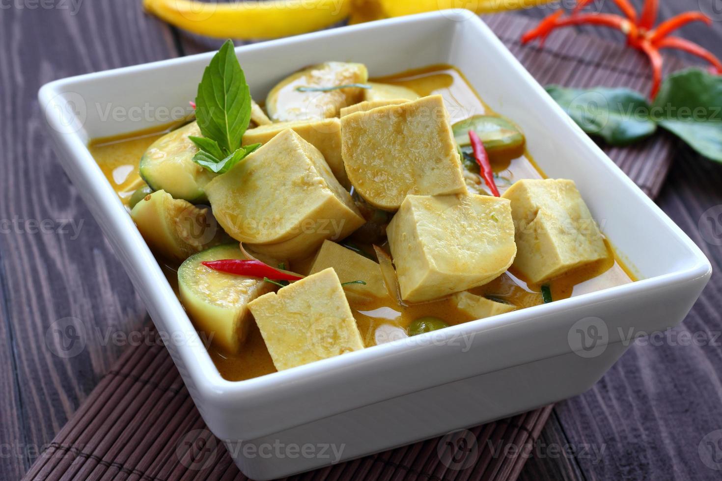 Green curry Tofu  vegetable food. photo
