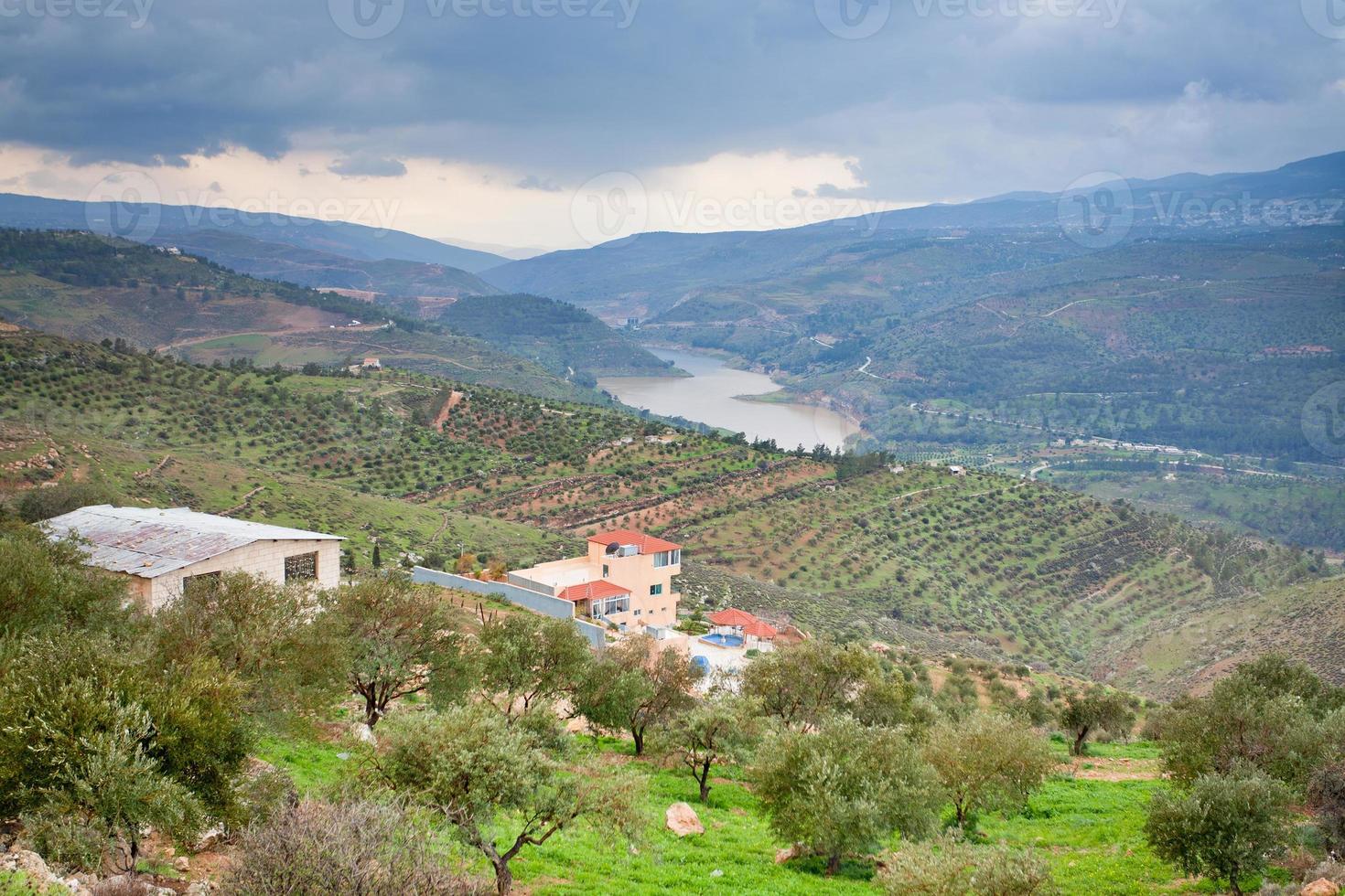 mountain valley and river in Jordan photo