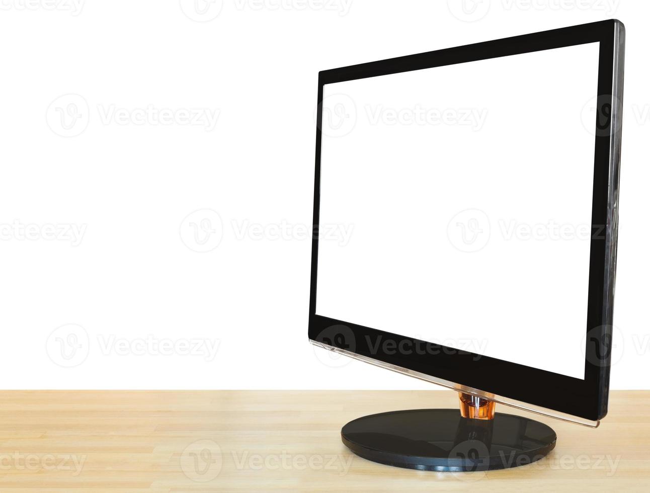 widescreen display with cut out screen on table photo