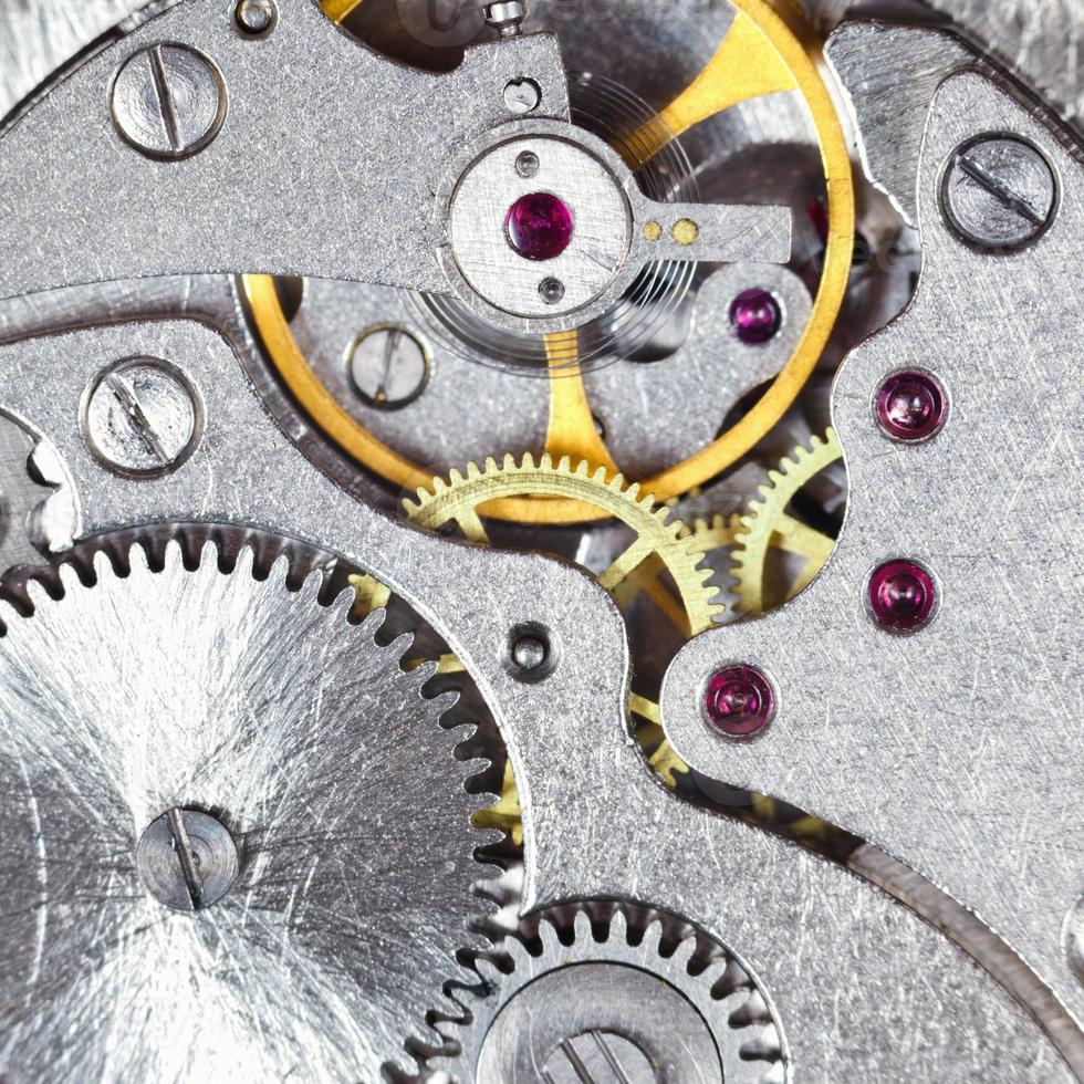 background from steel mechanical clockwork photo