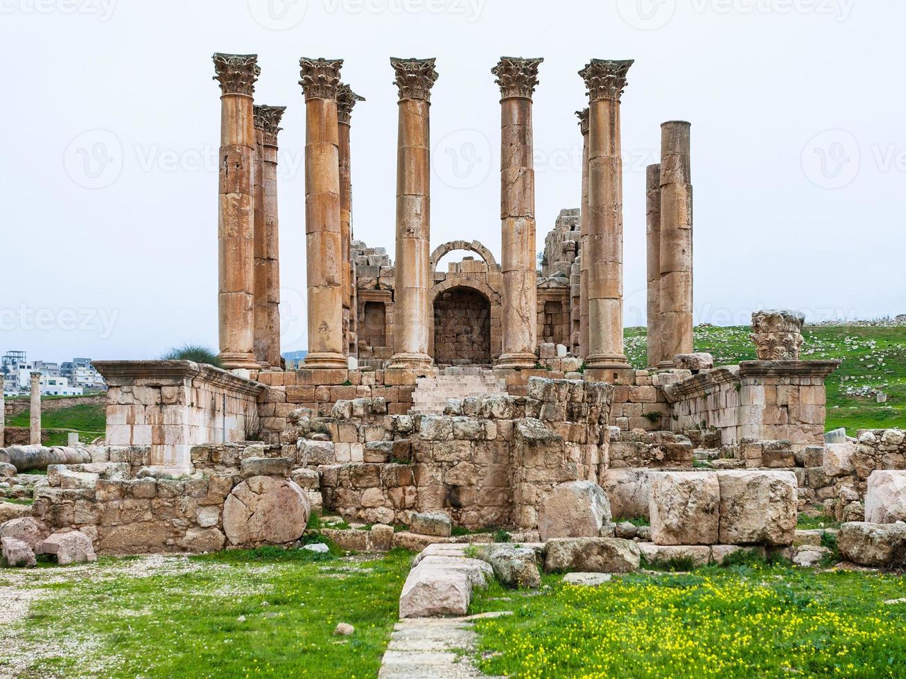front view Temple of Artemis in Jerash in winter photo