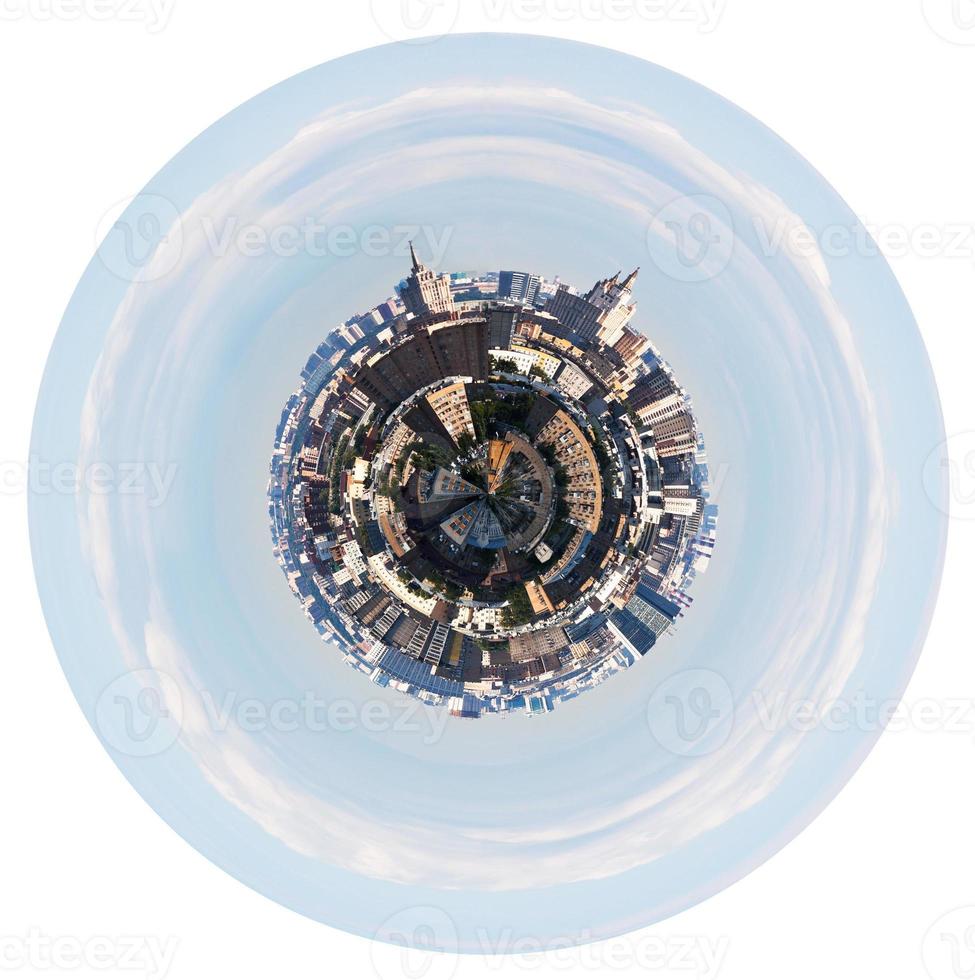 urban planet with spherical cityscape photo