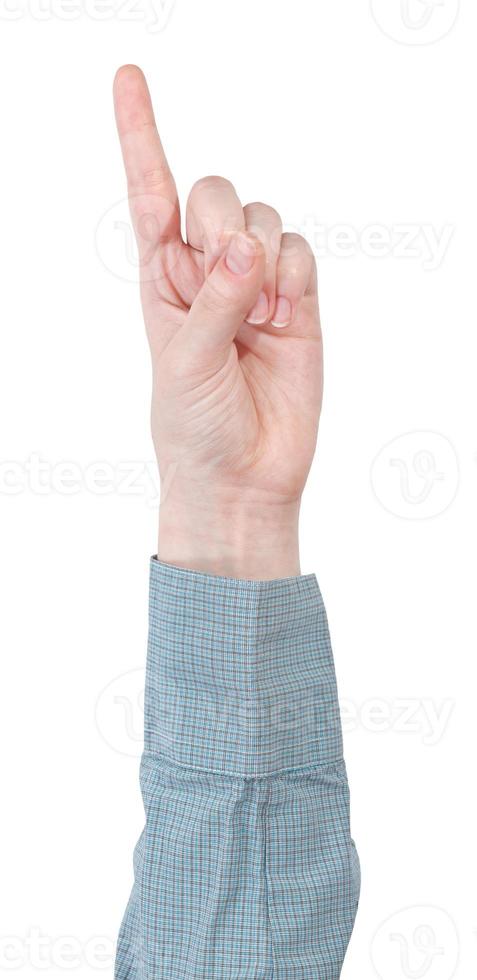 attention with forefinger - hand gesture photo