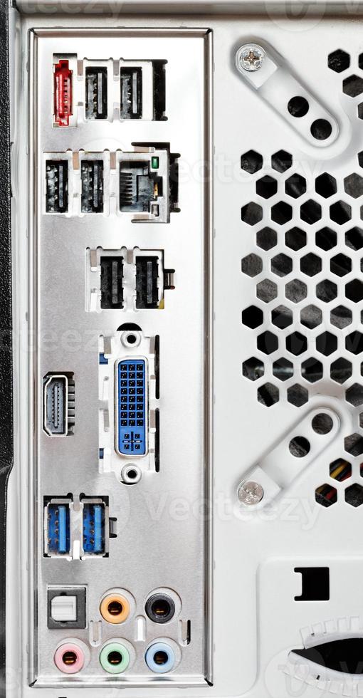 motherboard connectors on back of computer photo