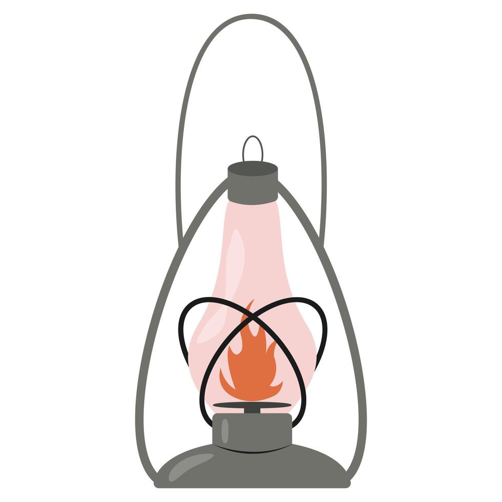 kerosene lantern with fire vector