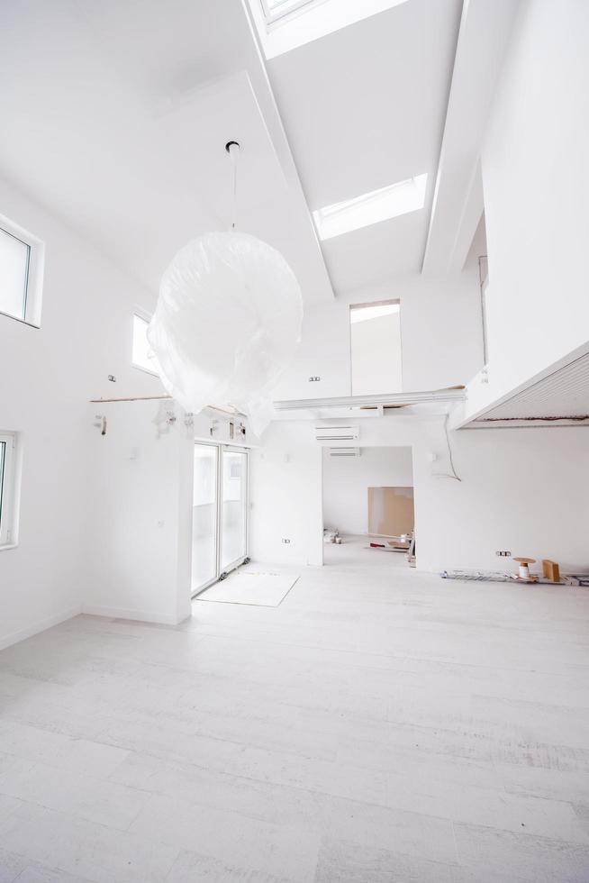 Sweden, 2022 - Interior of empty stylish modern open space two level apartment photo