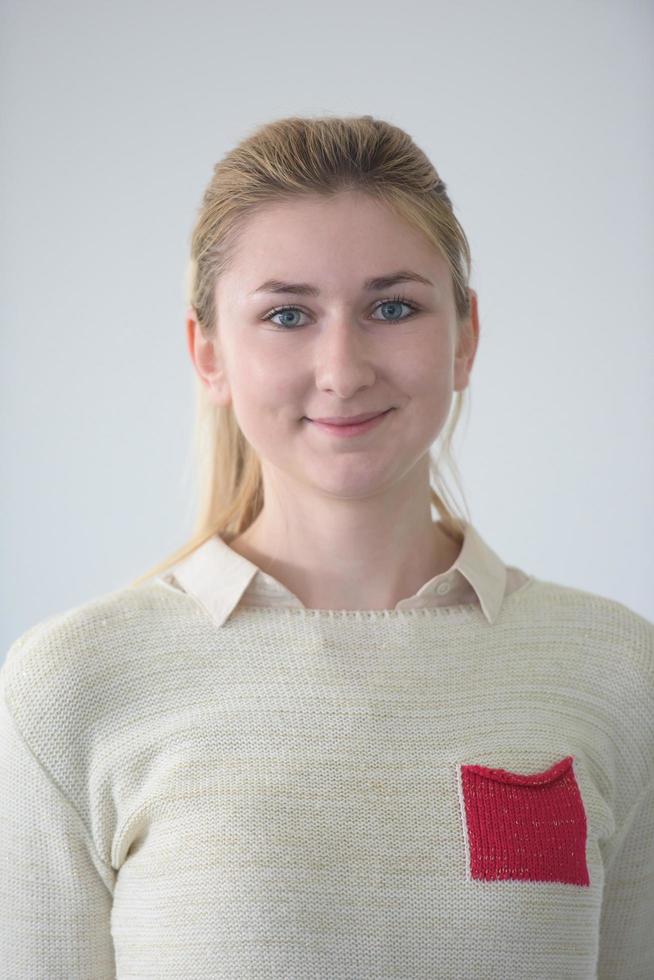 portrait of female student in library photo