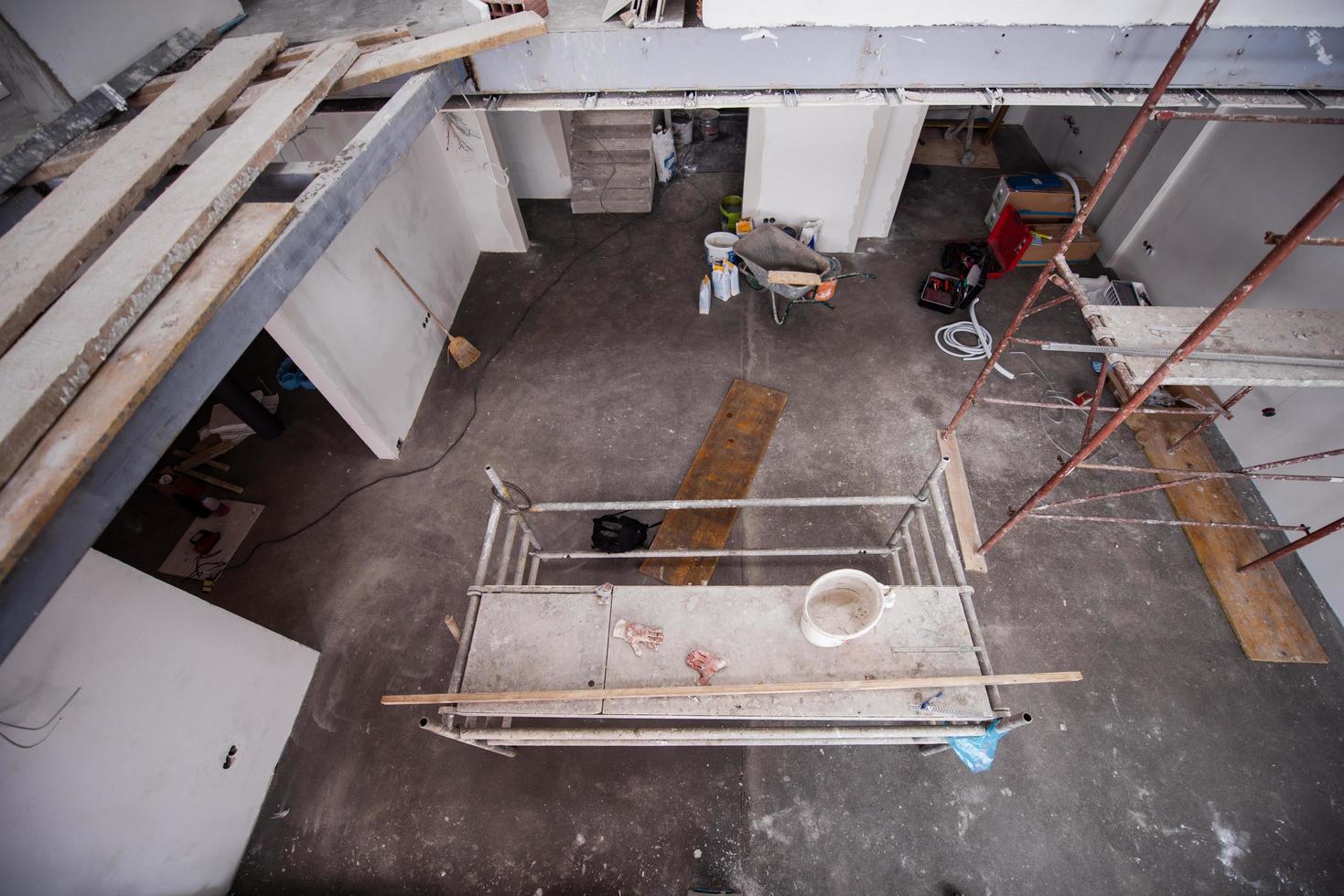 Sweden, 2022 - interior of construction site with scaffolding photo