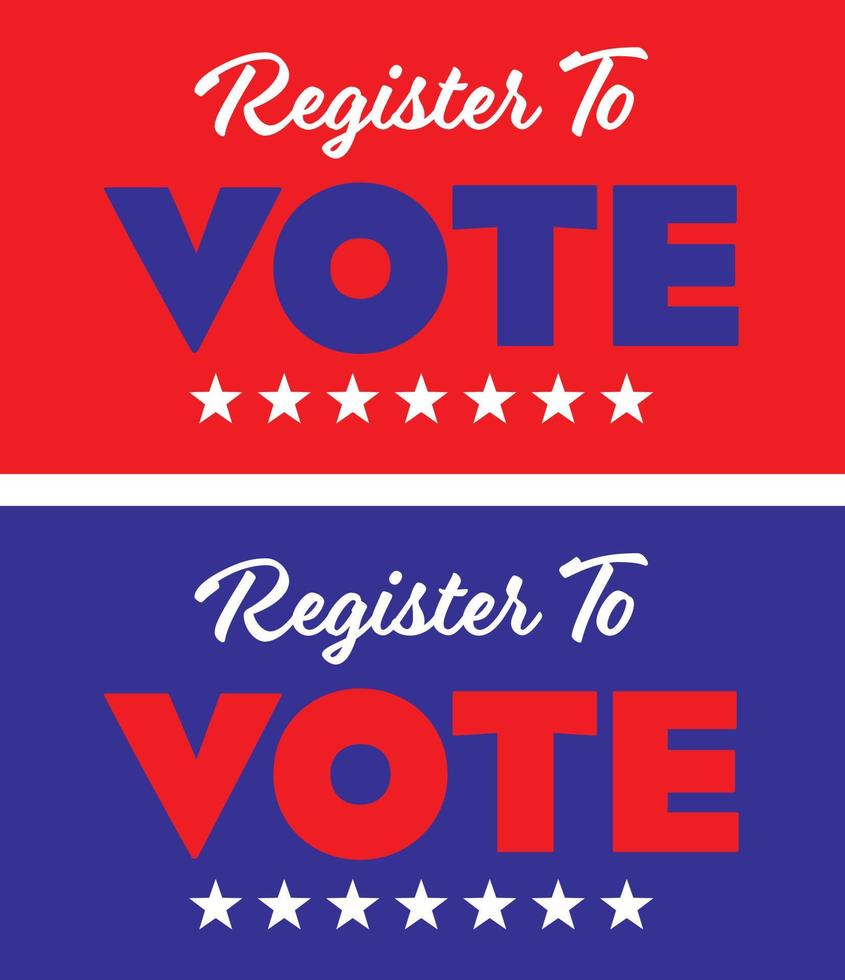 Register to Vote rectangular signs with stars vector