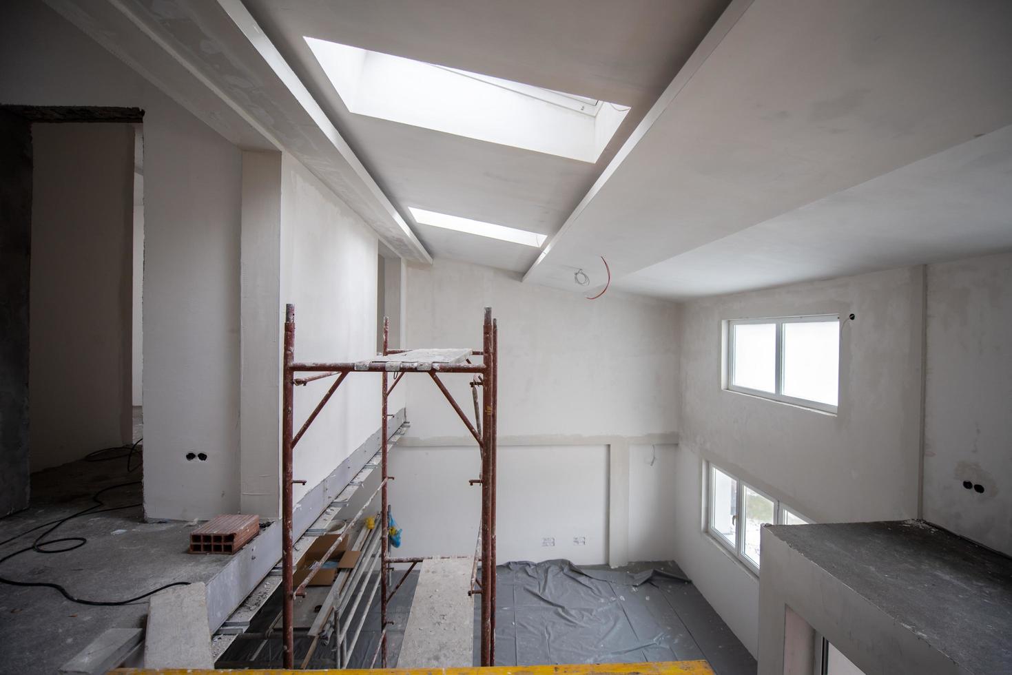 Sweden, 2022 - interior of construction site with scaffolding photo