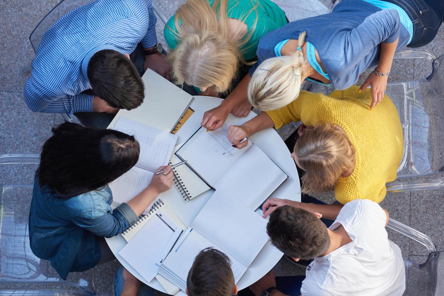 group of students  top view photo