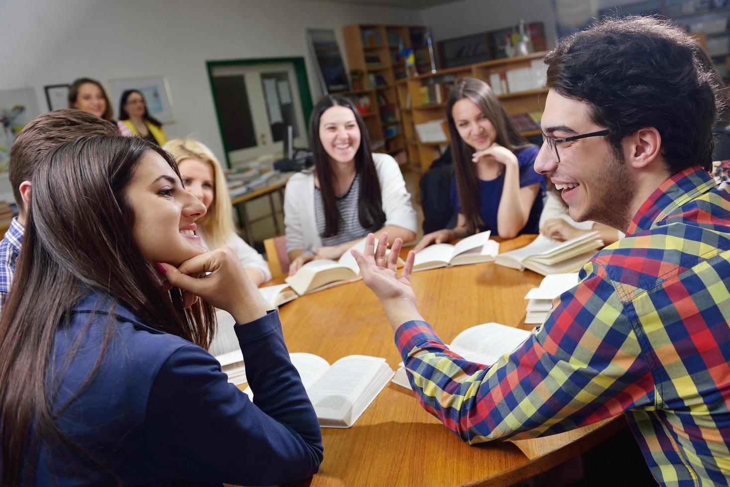 happy teens group in school photo