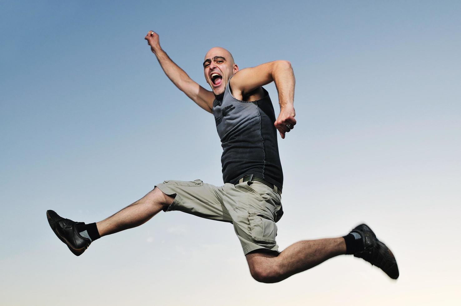 man jump outdoor sunset photo
