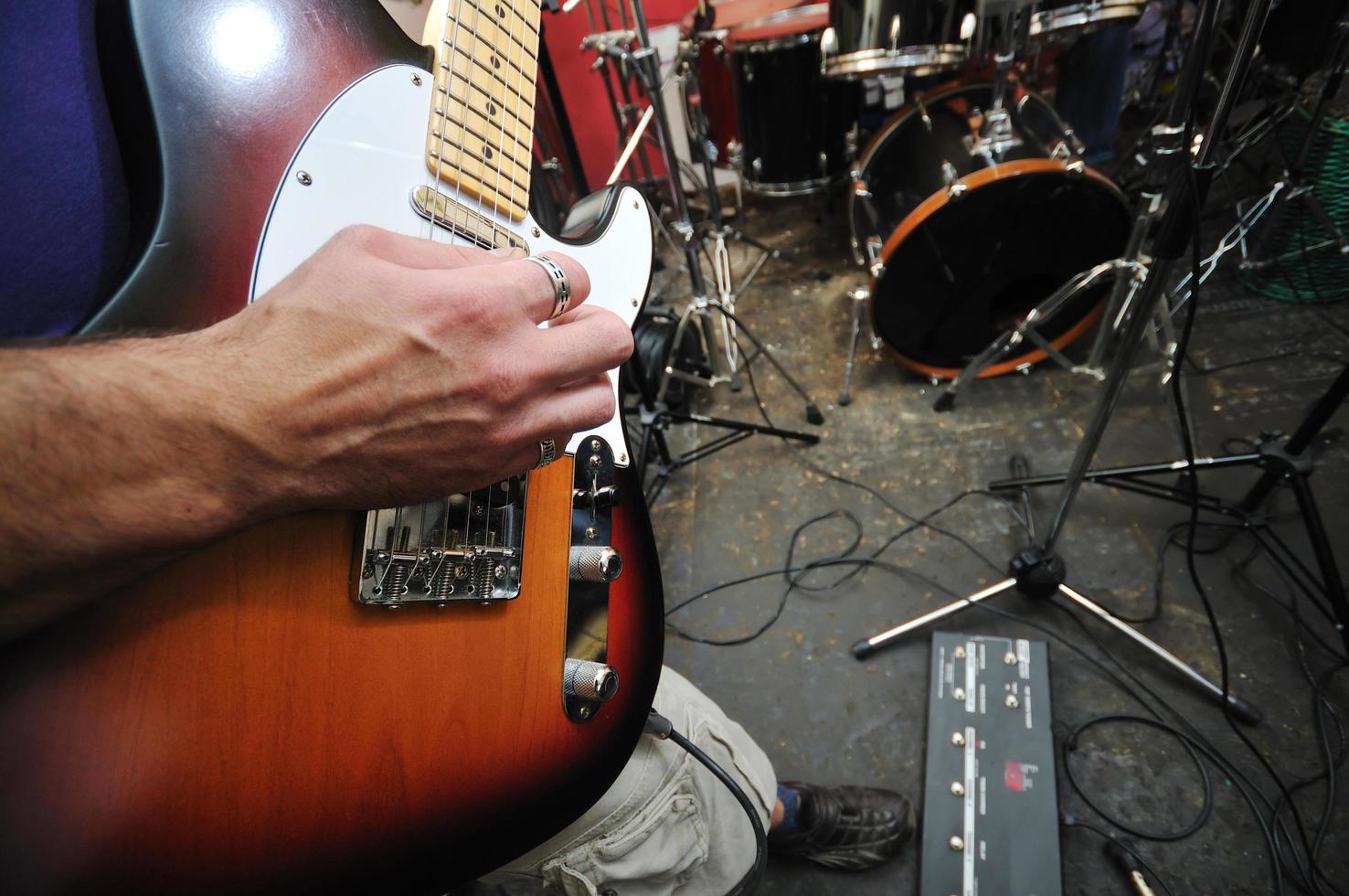 music band have training in garage photo