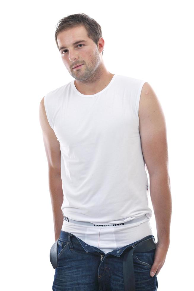 healthy fit young man islated on white background photo