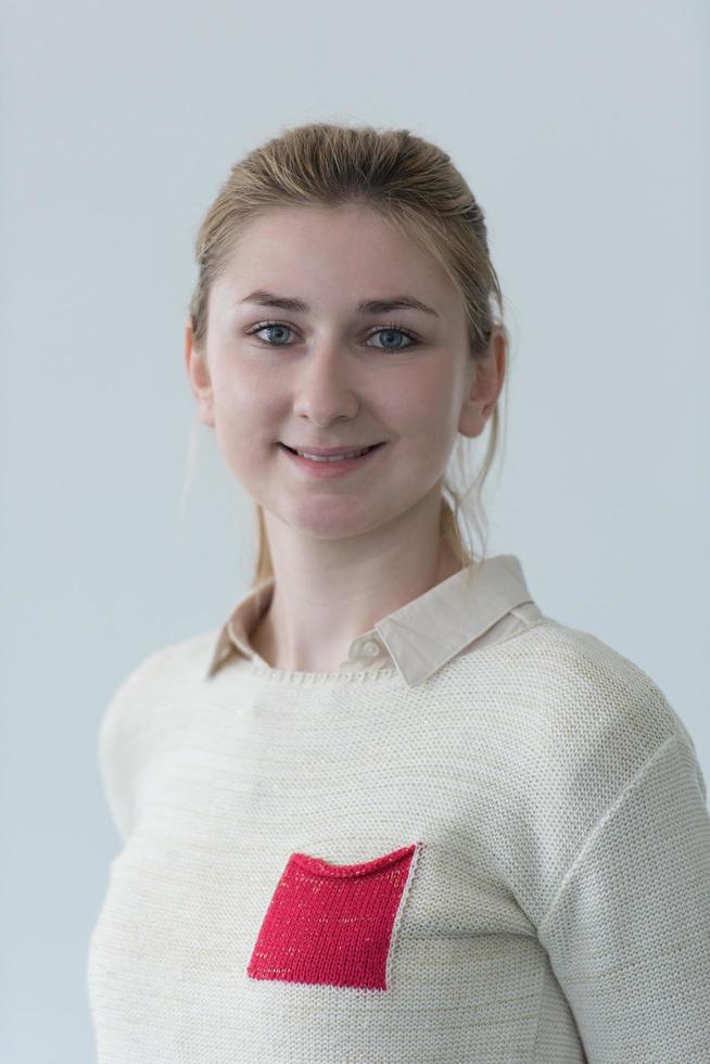 portrait of female student in library photo