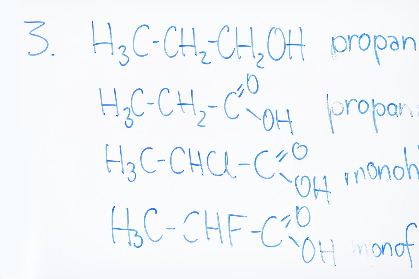 chemical molecule structure on white boar photo