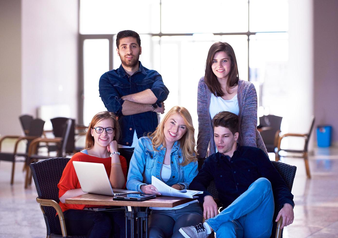 students group standing together as team photo