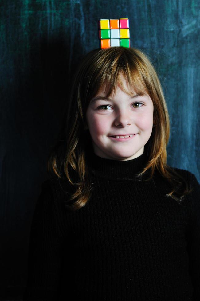 happy school girl on math classeshappy school girl on math class photo