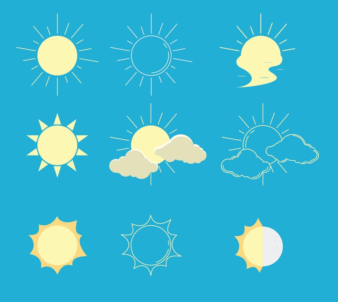 establecer sol simple con agua y nubes icono de colección para decoración ilustración vectorial eps10 vector