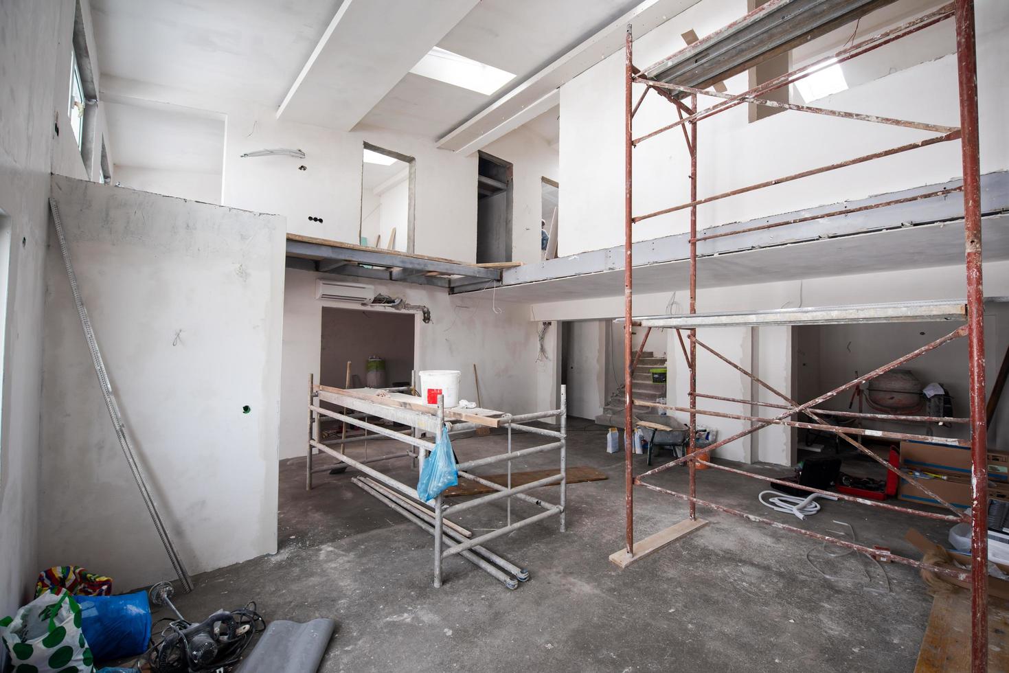Sweden, 2022 - interior of construction site with scaffolding photo