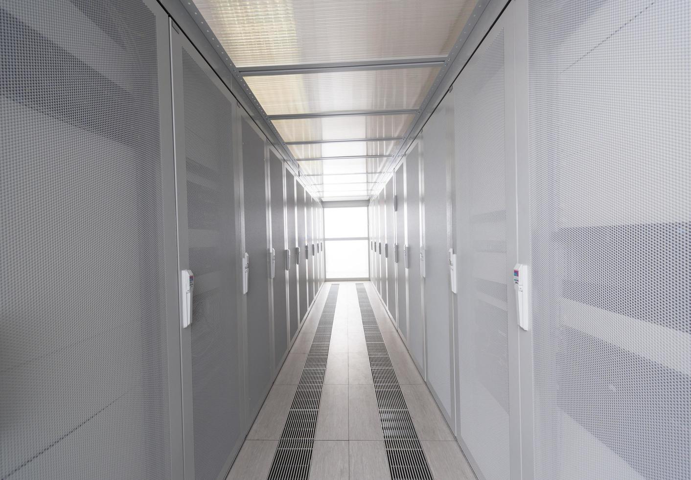 modern server room with white servers photo