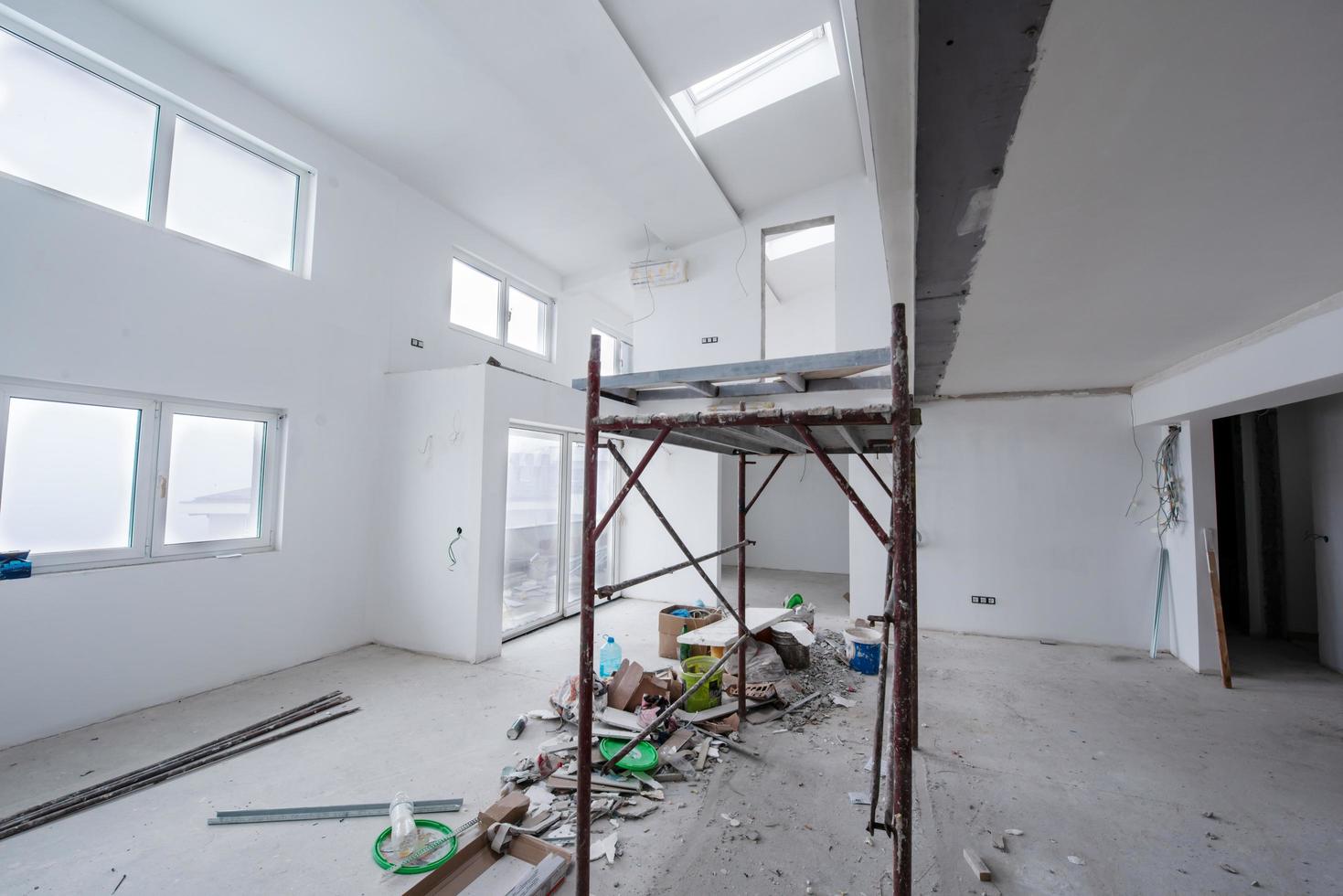 Sweden, 2022 - interior of construction site with scaffolding photo