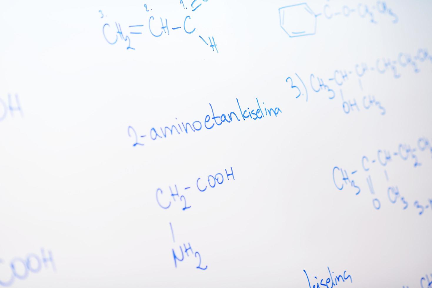 chemical molecule structure on white boar photo