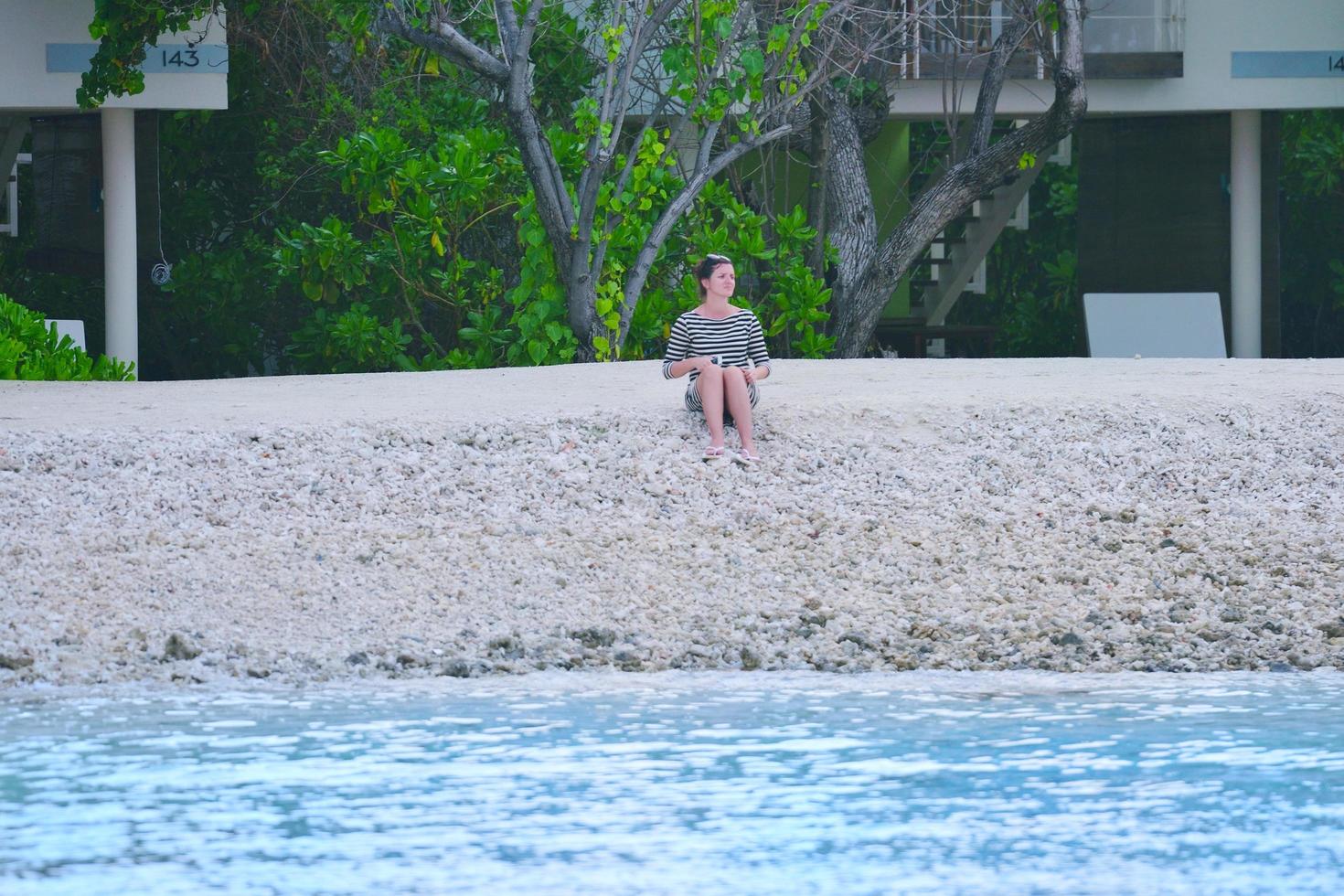 beautiful gril on beach have fun photo