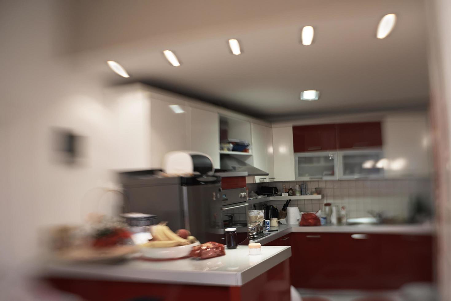 kitchen with trendy red desigh photo