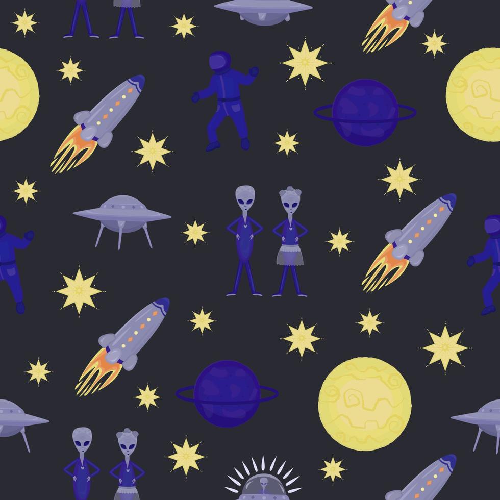 Cosmos exploration, seamless pattern vector