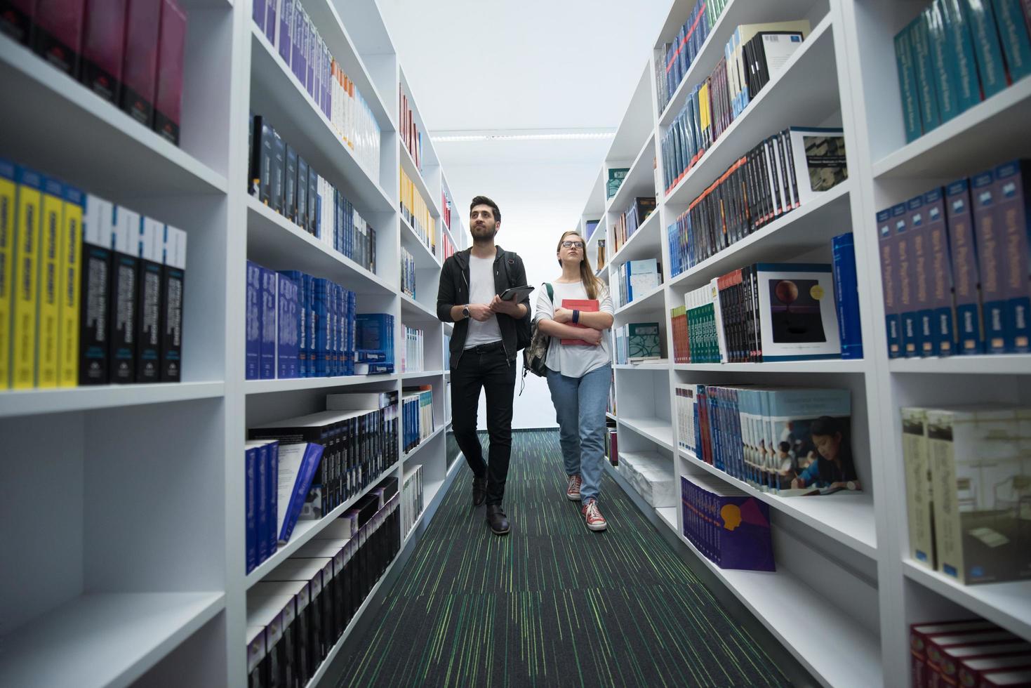 students group  in school  library photo